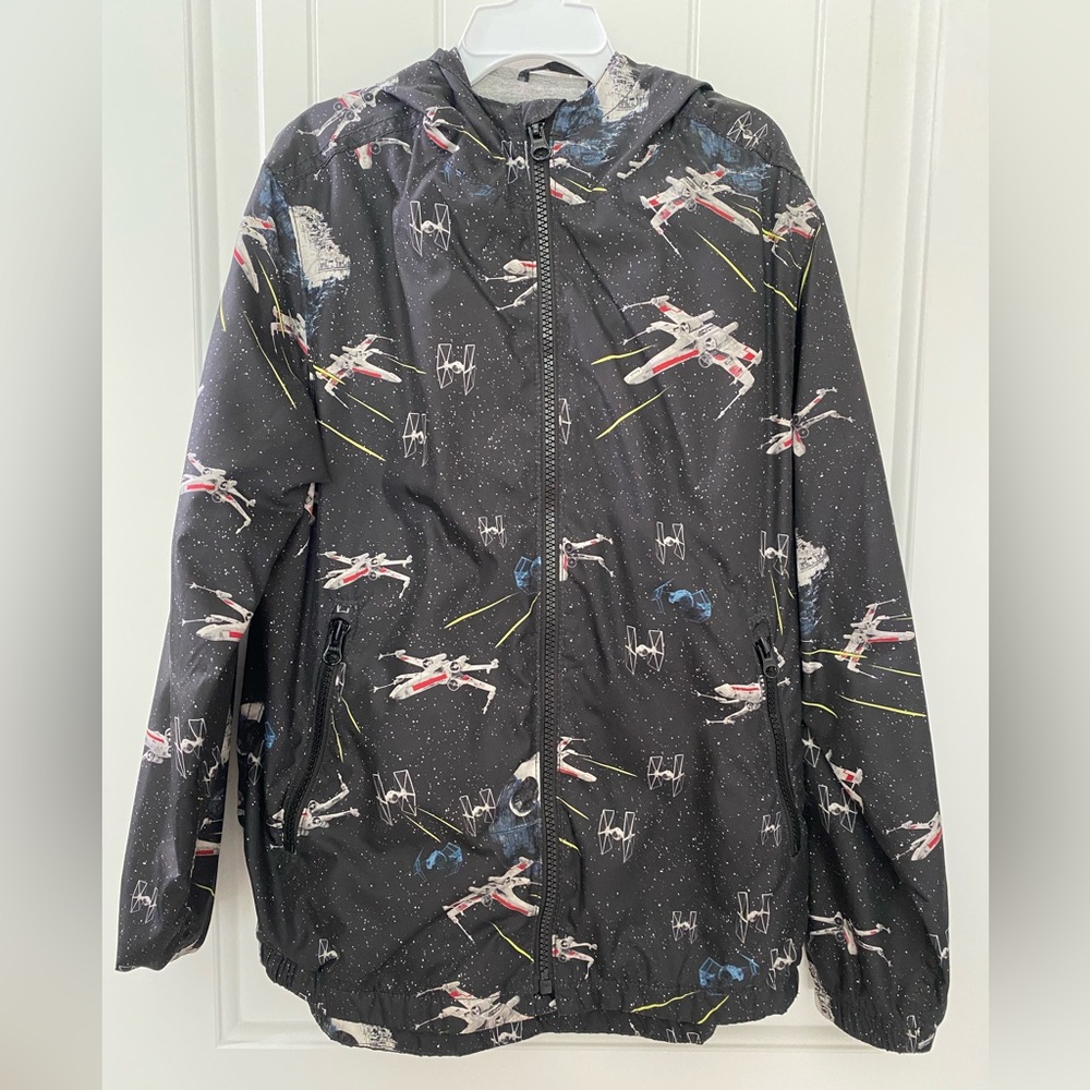 GAP Kids Star Wars Lined Raincoat - Black with Multicolor Print